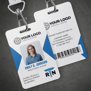 Tarjeta De Identificación Logo de Enfermera Registrada RN Foto y Código de B