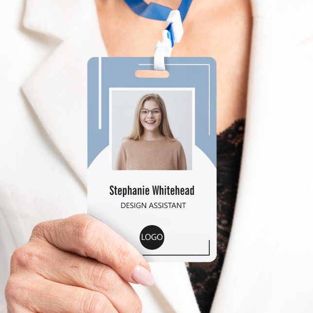 Tarjeta De Identificación Logo de foto de personalizado Empleado Dusty Blue (Your photo ID employee badge is not just an identification tool, but a powerful communication medium)