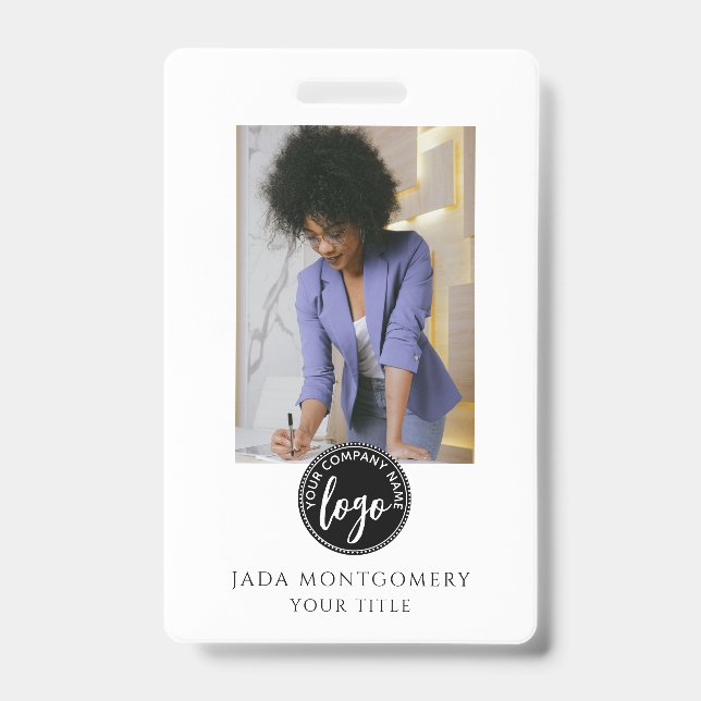 Tarjeta De Identificación Logo de Foto Moderno (Parte frontal)