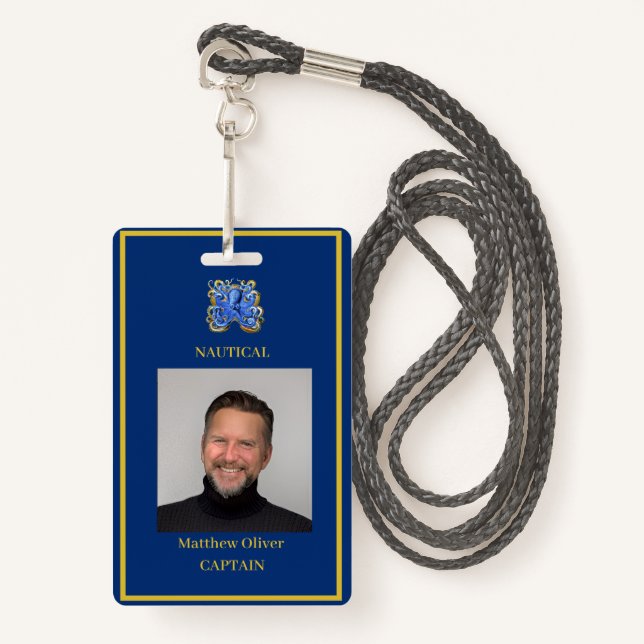Tarjeta De Identificación Logo de fotos de la Marina Personalizado de los em (Anverso son cordón)