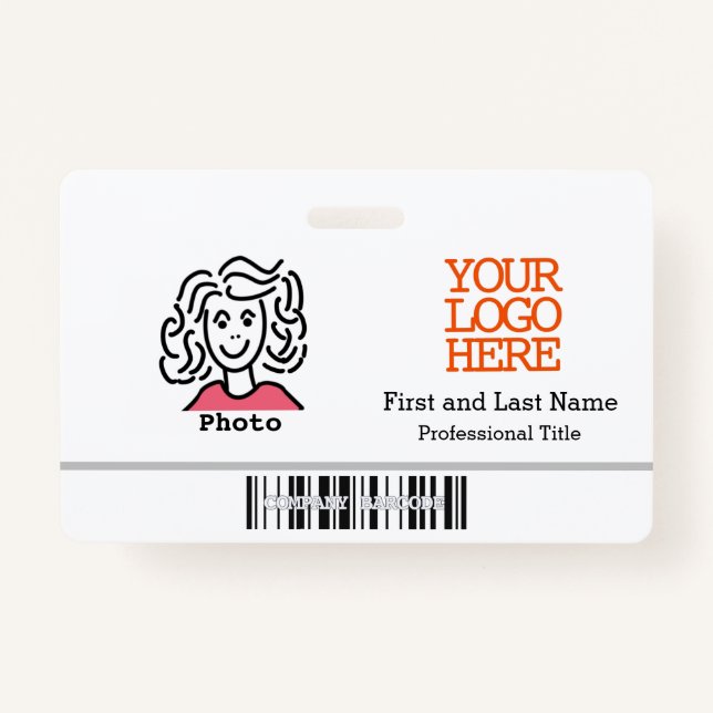 Tarjeta De Identificación Logo de la compañía Código de barras Foto del empl (Anverso)