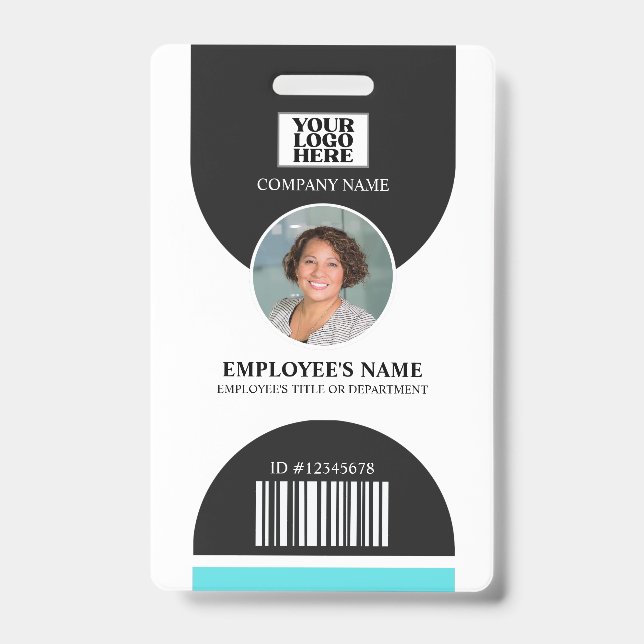 Tarjeta De Identificación Logo de la compañía Código de barras Foto del empl (Parte frontal)