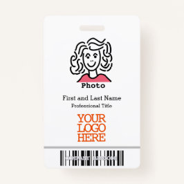 Tarjeta De Identificación Logo de la compañía Código de barras Foto del empl