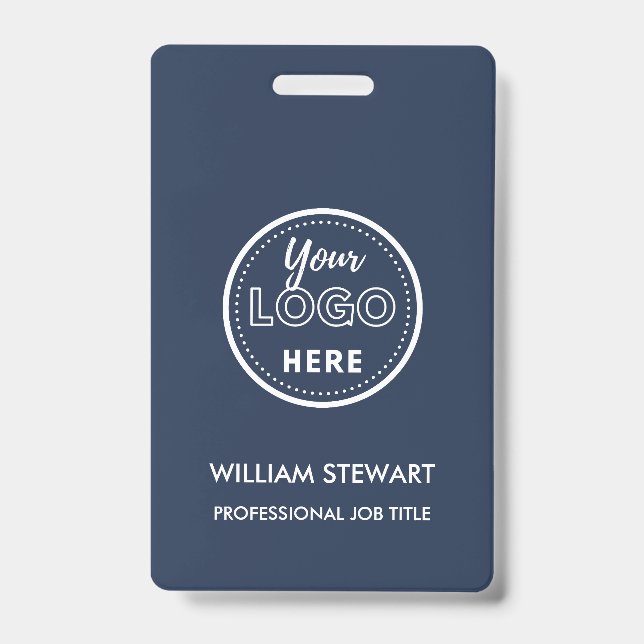Tarjeta De Identificación Logo de la empresa Navy Blue Empleados (Parte frontal)