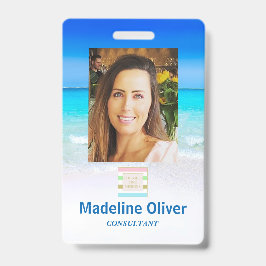 Tarjeta De Identificación Logo de la foto de la placa Ocean Beach Sea Lanyar