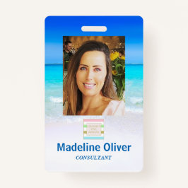 Tarjeta De Identificación Logo de la foto de la placa Ocean Beach Sea Lanyar