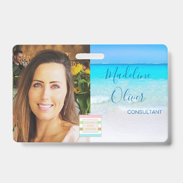 Tarjeta De Identificación Logo de la foto Ocean Beach Sea (Parte frontal)