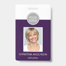 Tarjeta De Identificación Logo de nombre de empleado morado foto corporativa