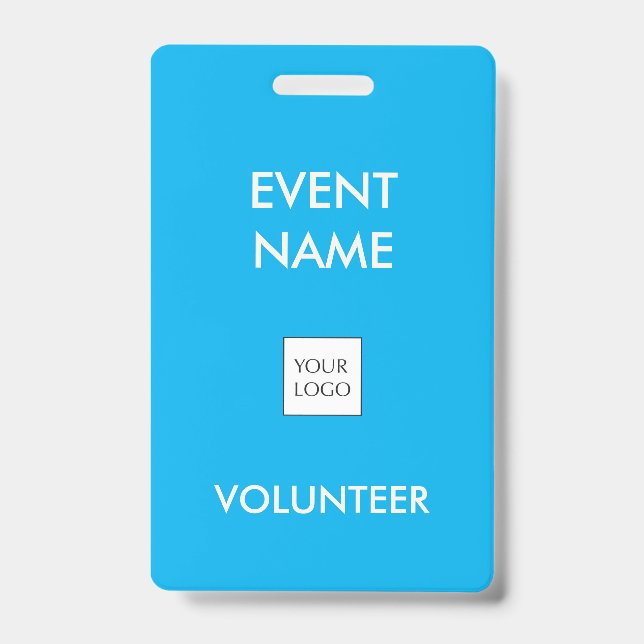 Tarjeta De Identificación Logo de Sky Blue and Ivory Event Volunteer (Anverso)