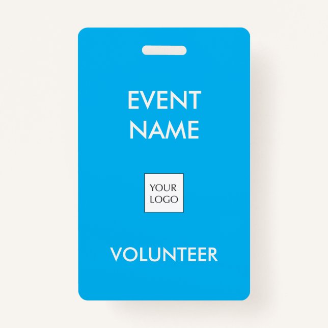 Tarjeta De Identificación Logo de Sky Blue and Ivory Event Volunteer (Anverso)