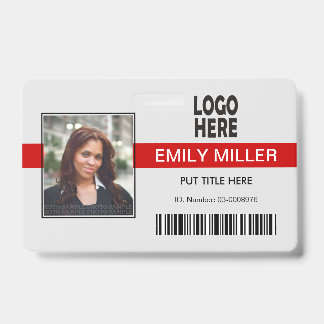 Tarjeta De Identificación Logo del empleado de la empresa y plantilla de fot
