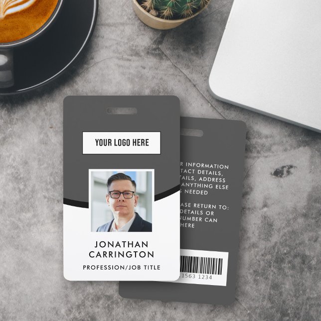 Tarjeta De Identificación Logo del id. de empleado gris distintivo de código (Subido por el creador)