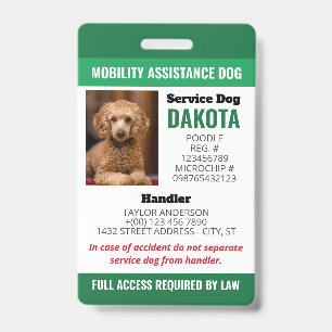 Tarjeta De Identificación Logo del Perro de Asistencia para la Movilidad Ver