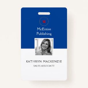 Tarjeta De Identificación Logo fotográfico azul vertical