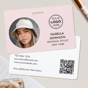 Tarjeta De Identificación Logo fotográfico moderno QR Código Rubor Seguridad