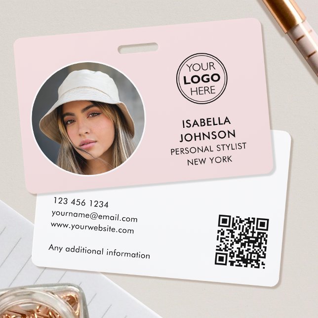 Tarjeta De Identificación Logo fotográfico moderno QR Código Rubor Seguridad (Subido por el creador)