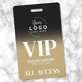 Tarjeta De Identificación Logo Personalizado Elegante Negro Oro VIP