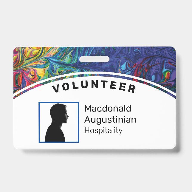 Tarjeta De Identificación Logo personalizado ID de foto VOLUNTEER Resumen Az (Parte frontal)
