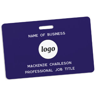 Tarjeta De Identificación Logo Profesional Empresa Azul Marino Nombre