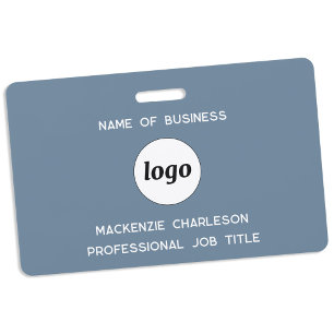 Tarjeta De Identificación Logo Profesional Empresa Azul Polvoriento Nombre
