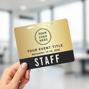 Tarjeta De Identificación Logo Staff VIP Crew Proveedor Evento ID Black Gold