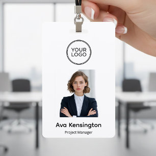 Tarjeta De Identificación Logo y Foto Modernos   Nombre de Empleado Personal