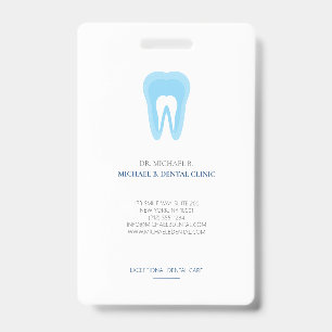 Tarjeta De Identificación Logotipo Blanco Azul Dr Dental Dentista Dientes