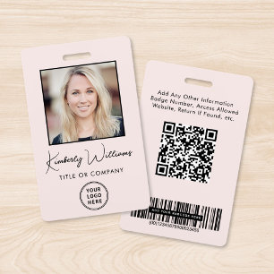 Tarjeta De Identificación Logotipo Códigos de Barras QR Empleado Foto ID Ros