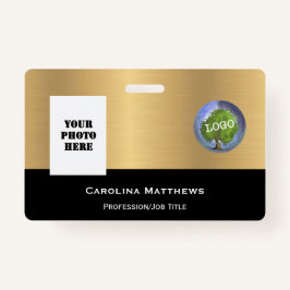 Tarjeta De Identificación Logotipo comercial Foto Gold Black