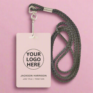 Tarjeta De Identificación Logotipo comercial l Id. de empleado Rubor Pink