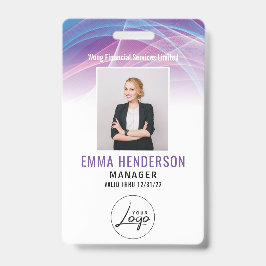 Tarjeta De Identificación Logotipo comercial moderno Foto de empleado