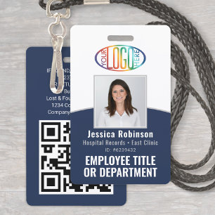 Tarjeta De Identificación Logotipo corporativo de código QR Foto de empleado