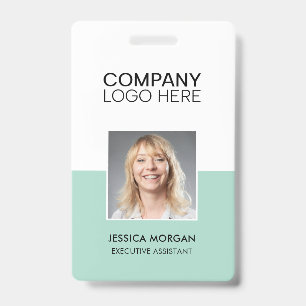TARJETA DE IDENTIFICACIÓN LOGOTIPO CORPORATIVO ID FOTO DE EMPLEADO LUZ VERDE