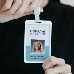 TARJETA DE IDENTIFICACIÓN LOGOTIPO CORPORATIVO ID FOTO DE EMPLEADO POLVO AZU