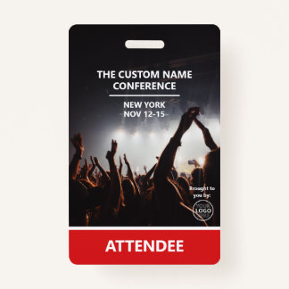 Tarjeta De Identificación Logotipo de acceso rojo Código QR Asistentes a la 