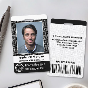Tarjeta De Identificación Logotipo de código de barras de foto de empleado d