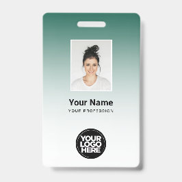 Tarjeta De Identificación Logotipo de código de barras de foto verde persona
