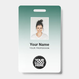 Tarjeta De Identificación Logotipo de código de barras de foto verde persona