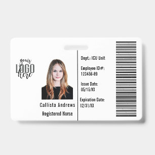 Tarjeta De Identificación Logotipo de código de barras del nombre de la foto