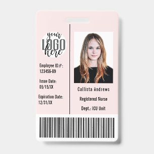 Tarjeta De Identificación Logotipo de código de barras del nombre de la foto