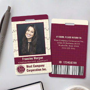 Tarjeta De Identificación Logotipo de código de barras fotográficas del Pers