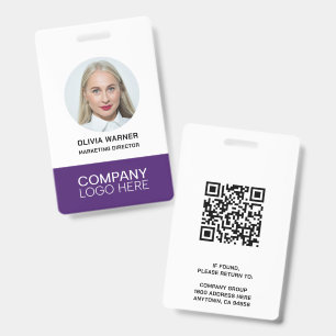 TARJETA DE IDENTIFICACIÓN LOGOTIPO DE CÓDIGO QR DE FOTO DE EMPLEADO CON ID P