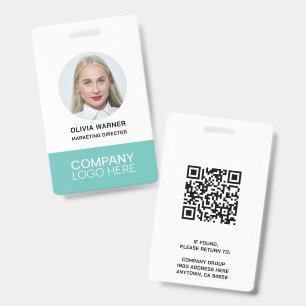 TARJETA DE IDENTIFICACIÓN LOGOTIPO DE CÓDIGO QR DE FOTO DE EMPLEADO CON ID P