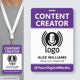 Tarjeta De Identificación Logotipo de creador de contenido de seguridad púrp