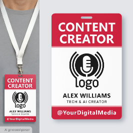 Tarjeta De Identificación Logotipo de creador de contenido de seguridad roja