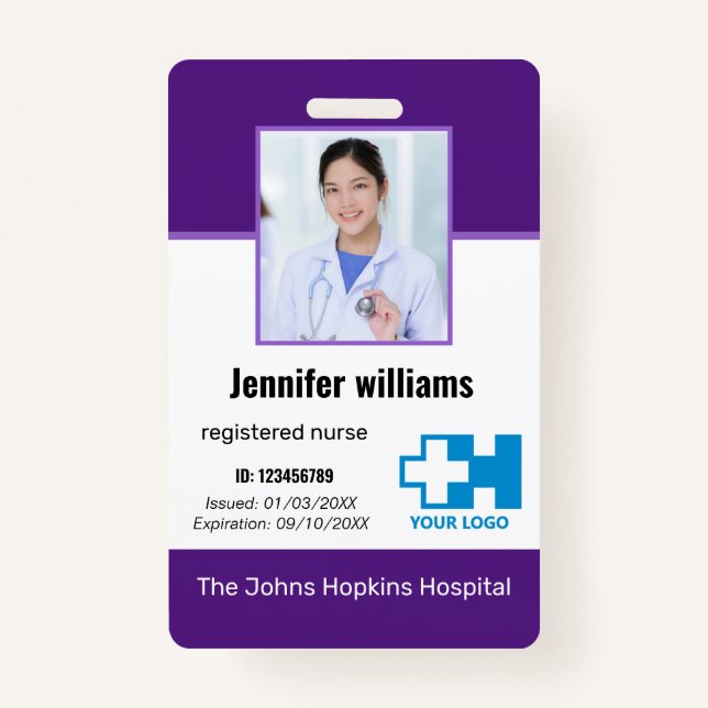 Tarjeta De Identificación Logotipo de empleado del hospital personalizado e  (Anverso)