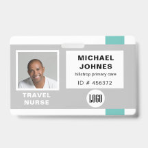 logotipo de empleado y etiqueta con nombre de foto