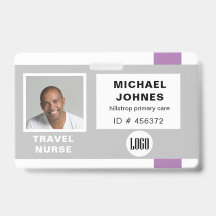 logotipo de empleado y etiqueta con nombre de foto