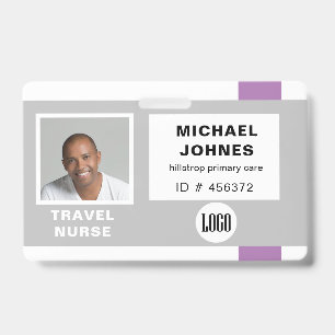 Tarjeta De Identificación logotipo de empleado y etiqueta de nombre con foto