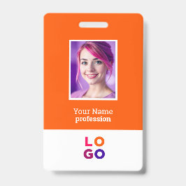 Tarjeta De Identificación Logotipo de empresa, foto, código Qr, ID de nombre